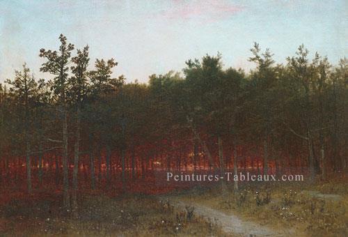 Crépuscule dans les cèdres à Darien Connecticut paysage John Frederick Kensett Forêt Peintures à l'huile